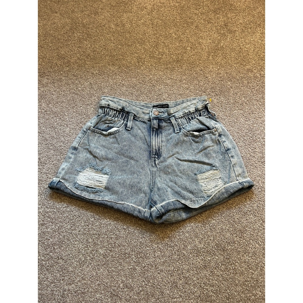 Sincerely Jules Denim Shorts Womens 5/27 Blue EX Distressed High Rise Acid Wash